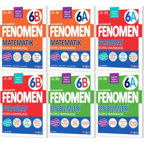 Fenomen Okul 2027 6. Sınıf Matematik + Paragraf + Fen Bilimleri A + B Serisi Soru Bankası Seti 6 Kitap Maarif Model