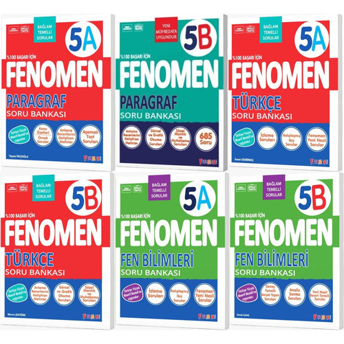 Fenomen Okul 2027 5. Sınıf Paragraf + Türkçe + Fen Bilimleri A + B Serisi Soru Bankası Seti 6 Kitap Maarif Model