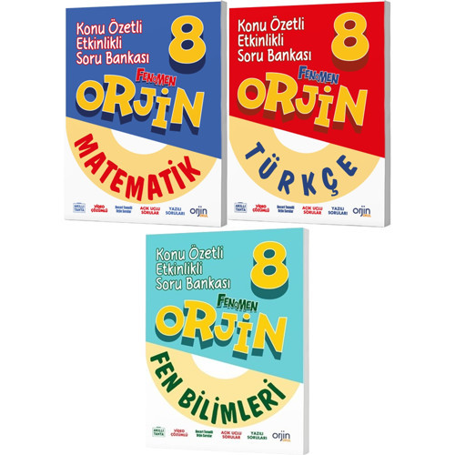 Orjin Okul 2026 8. Sınıf Lgs Matematik + Fen Bilimleri + Türkçe Konu Özetli Soru Bankası Seti 3 Kitap