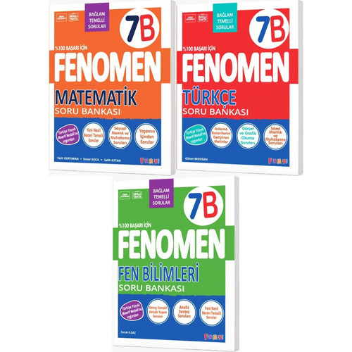 Fenomen Okul 2027 7. Sınıf Matematik + Türkçe + Fen Bilimleri B Serisi Soru Bankası Seti 3 Kitap Maarif Model