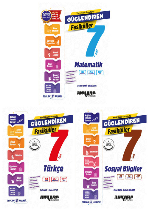 Ankara 2027 7. Sınıf Matematik + Türkçe + Sosyal Bilgiler Güçlendiren Fasikül Seti 3 Kitap Maarif Model