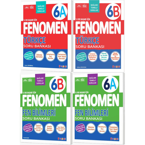 Fenomen Okul 2027 6. Sınıf Türkçe + Fen Bilimleri A + B Serisi Soru Bankası Seti 4 Kitap Maarif Model