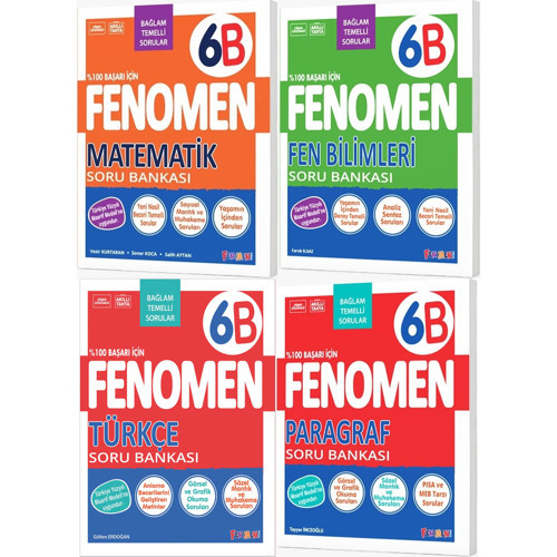 Fenomen Okul 2027 6. Sınıf Matematik + Fen Bilimleri + Türkçe + Paragraf B Serisi Soru Bankası Seti 4 Kitap Maarif Model