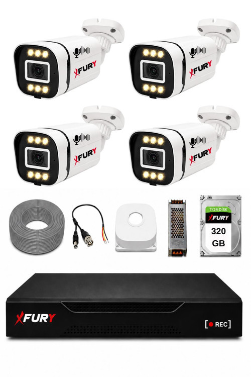 4 Kameralı 1080P Sesli 6 Warm LED Renkli Gece Görüşlü Güvenlik Kamera Sistemi 320GB 1606