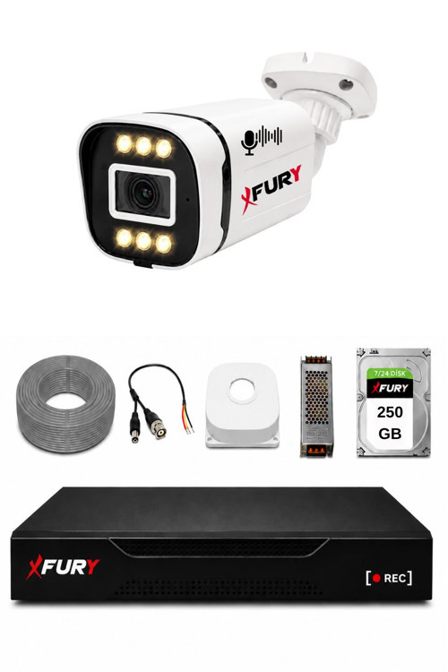 1 Kameralı 1080P Sesli 6 Warm LED Renkli Gece Görüşlü Güvenlik Kamera Sistemi 250GB 1606