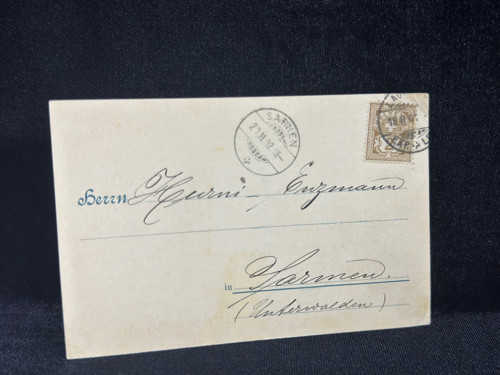 1902 yılından Firma Knecht Solingen ait Postakartı İsviçre Helvetia 2 Frank Pullu varış Damgalı