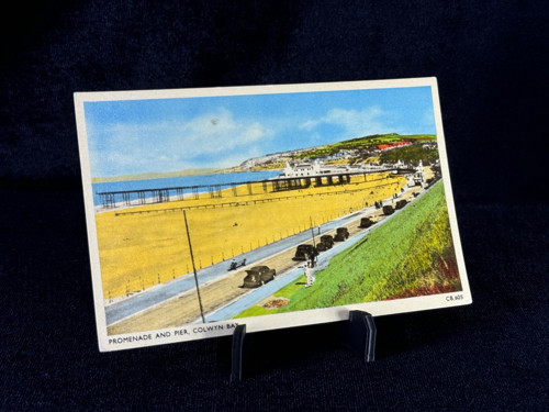 İngiltere Marimex British Made Promenade & Pier, Colwyn Bay postcard (Marimex Ltd. No. CB.605) 1950s hafif lekeli