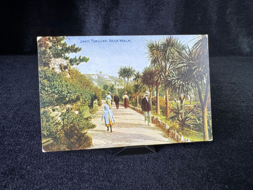 İngiltere Torquay Rock Walk Photochrom Celesque 39477 Halfpenny Pullu 1914 yıllında Londra'ya postalanmış