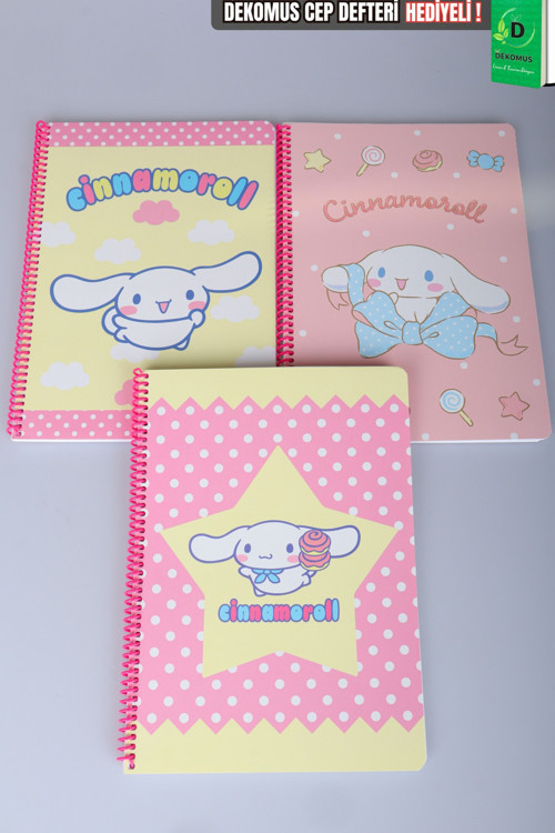 Sweet Bow Collection Lisanslı Stickerlı A4 Spiralli Kareli Defter 80 Yaprak Tek Adet Dekomus Cep Defteri Hed
