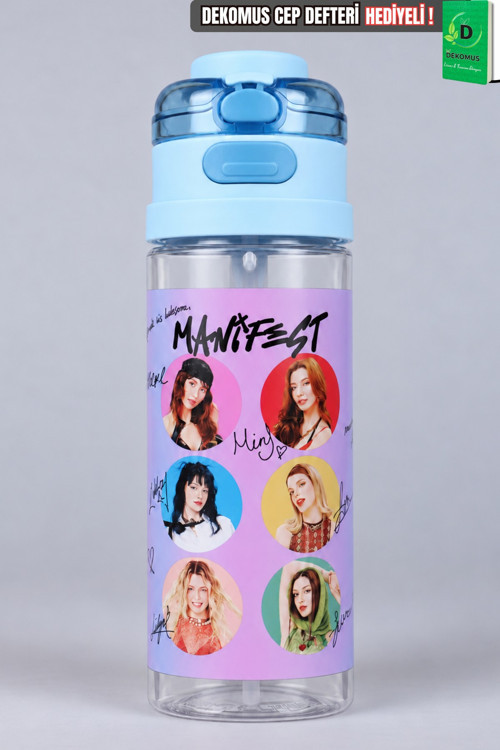 x Dekomus Lisanslı Manifest Toz Pembe Collection Çift Fonksiyonlu 500 ML Tritan Matara