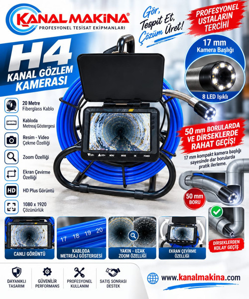 H4 Kanal Gözlem Kamerası 4 inc Ekran