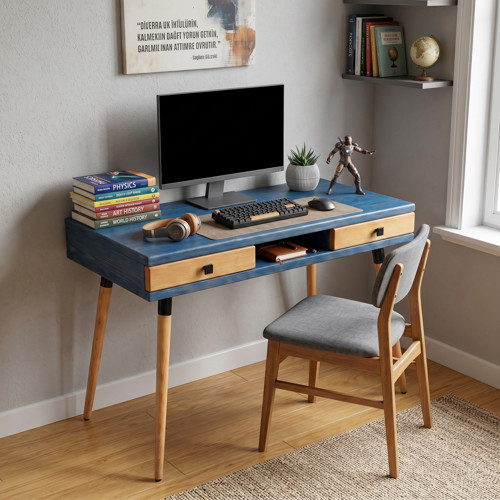 Modest Desk: Masif Çalışma & Laptop Masası 2 Çekmece 1 Bölme - 120x60 IG-TK