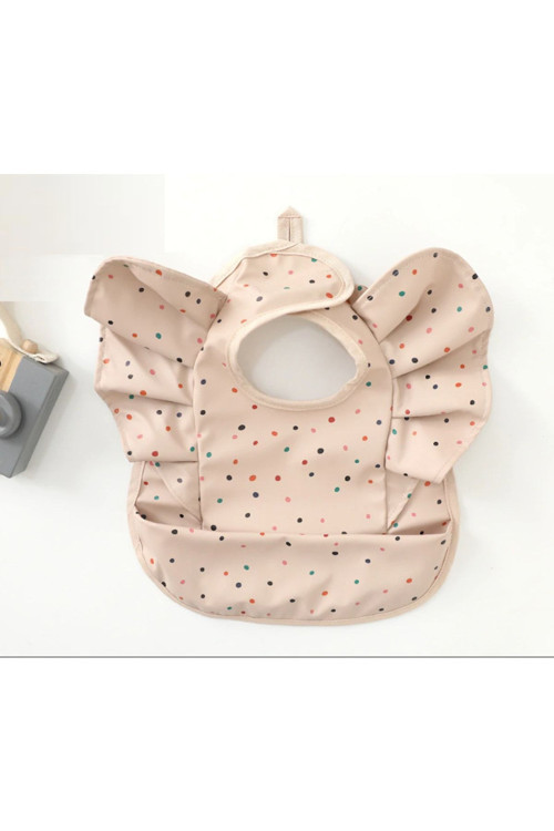 Dotty Pembe Üstü Renkli Su Geçirmez Mama Önlüğü - Şirin Puantiyeli Mama Önlüğü