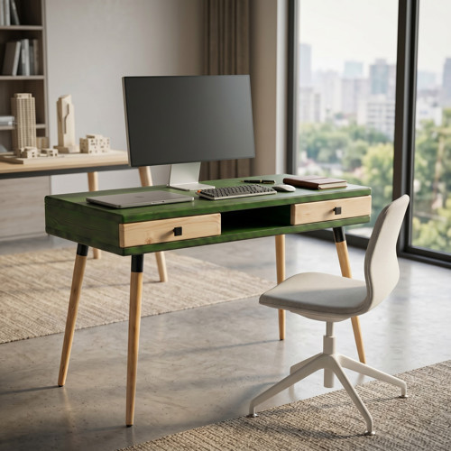 Modest Desk: Masif Çalışma & Laptop Masası 2 Çekmece 1 Bölme - 120x60 YE-BZ