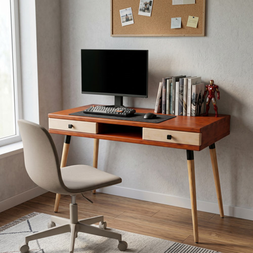Modest Desk: Masif Çalışma & Laptop Masası 2 Çekmece 1 Bölme - 120x60 BK-BZ