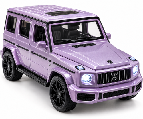 20 cm Mercedes G63 Amg Model Oyuncak Araba – Işıklı ve Sesli Metalik Mor Jeep