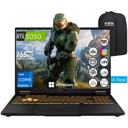 Tuf Gaming F16 FX608JHR-RV047W I7-14650HX RTX5050 115W 64GB Ram 2tb SSD 16" Wuxga IPS 165Hz W11 Taşınabilir Bilgisayar