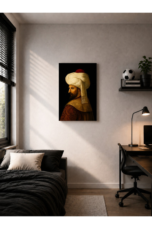 Fatih Sultan Mehmet Han Portresi Metal Tablo Osmanlı Padişahı Tarihi Duvar Dekoru