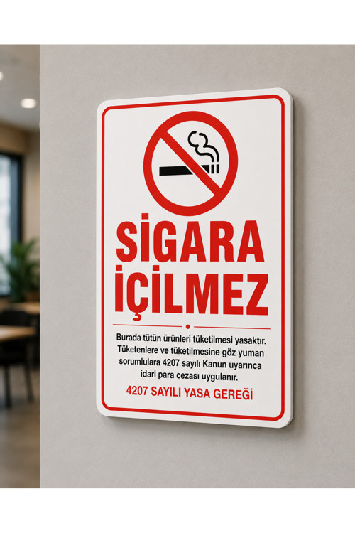 4 Mm Foreks'Li Sigara İçilmez Uyarı İkaz Levhası A4 Sticker Folyo Baskı
