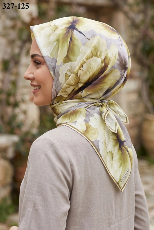Soft Pamuk Eşarp (Gri - A. Yeşil) 327-125