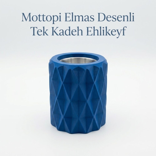 Ehlikeyf Mavi Elmas Desenli,1 Kadeh Yuvalı,Metal İç Hazneli,Termojelli Soğutucu
