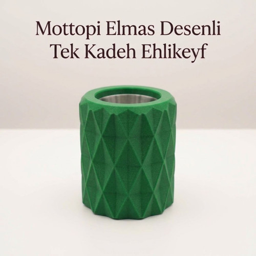 Ehlikeyf Yeşil Elmas Desenli,1 Kadeh Yuvalı,Metal İç Hazneli,Termojelli Soğutucu