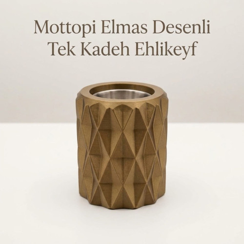 Ehlikeyf Bronz Elmas Desenli,1 Kadeh Yuvalı,Metal İç Hazneli,Termojelli Soğutucu