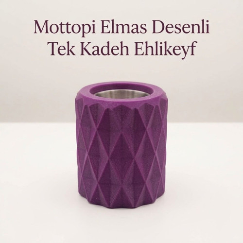 Ehlikeyf Mor Elmas Desenli,1 Kadeh Yuvalı,Metal İç Hazneli,Termojelli Soğutucu