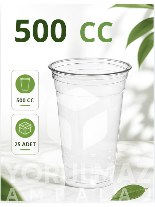 🥤 500 Cc Plastik Bardak 25 Adet | 🧊 Kaliteli Kullan- At Soğuk İçecek Bardağı