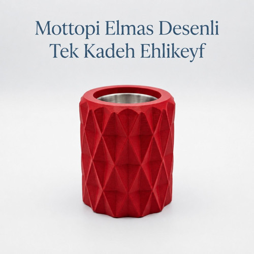 Ehlikeyf Kırmızı Elmas Desenli,1 Kadeh Yuvalı,Metal İç Hazneli,Termojelli Soğutucu