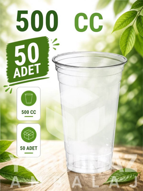 🥤 500 Cc Plastik Bardak 50 Adet | 🧊 Kaliteli Kullan- At Soğuk İçecek Bardağı
