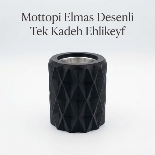 Ehlikeyf Siyah Elmas Desenli,1 Kadeh Yuvalı,Metal İç Hazneli,Termojelli Soğutucu