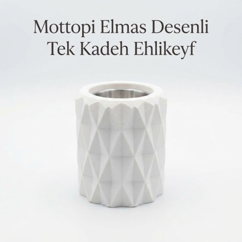 Ehlikeyf Beyaz Elmas Desenli,1 Kadeh Yuvalı,Metal İç Hazneli,Termojelli Soğutucu