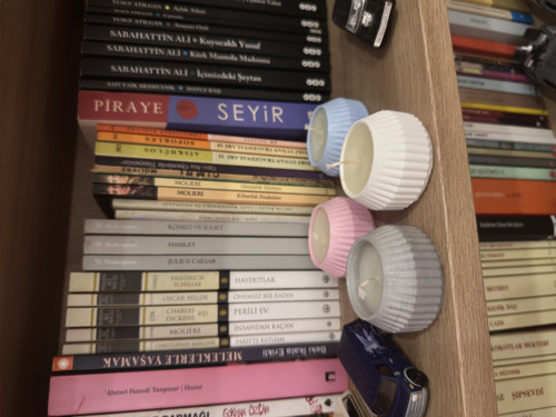 Dekoratif Mini Beton Mum 2’li Set | El Yapımı | Tırtıklı Desen | Mavi & Mavi