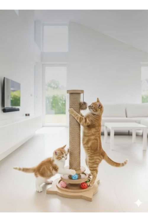 Kedi Tırmalama Çubuğu ve Oyuncağı - Dikey - 72cm