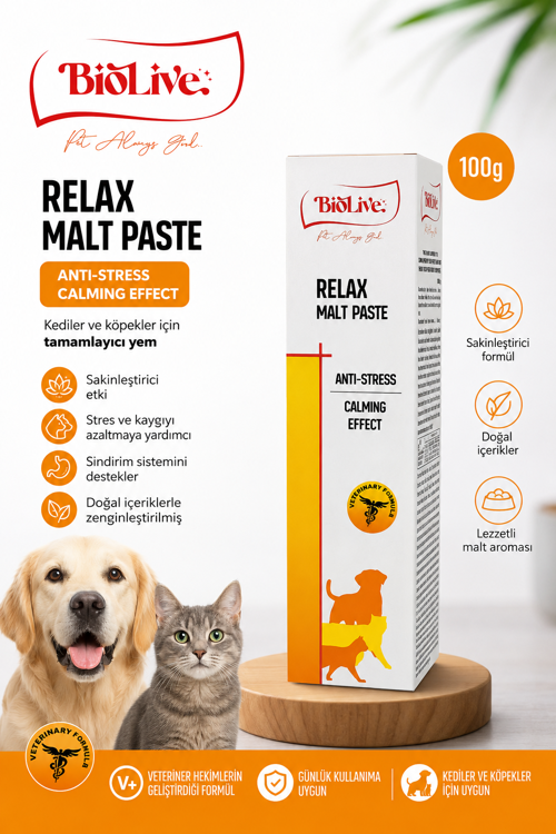 Relax Malt Paste Kedi ve Köpekler İçin Anti-Stress Malt Macunu 100 g