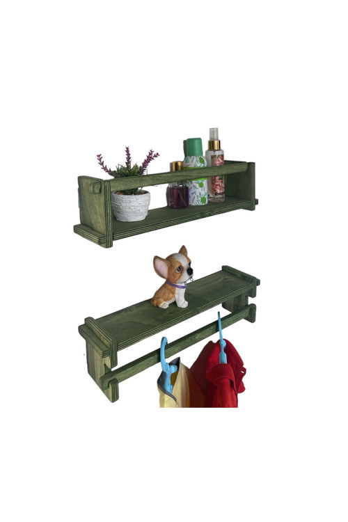 Ahşap Çocuk Odası Montessori Kitaplık, Raf ve Elbise Askılığı 40 cm