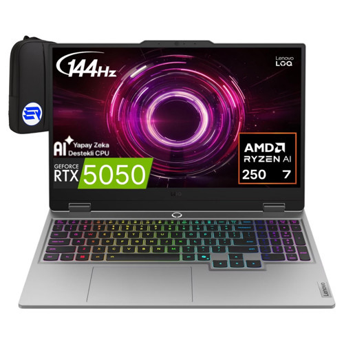 Loq Ryzen 7-250 32GB 2tb SSD 15.6" Fhd 144Hz RTX5050 100W Windows 11 Pro 83JG008VTREP8 + Elektropasaj Çanta