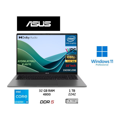 vivobook S16 S3607VA Intel Core I5 13420H 32GB 1tb SSD W11 Pro 16" 144Hz Wuxga Duddı