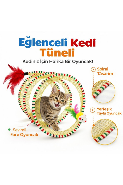 Evcil Hayvan Kıvrımlı Spiral Model Kedi Oyun Tüneli