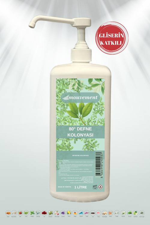 Gliserin Katkılı Doğal Defne Kolonyası 80° Uzun Pompalı Ambalaj – 1 Litre
