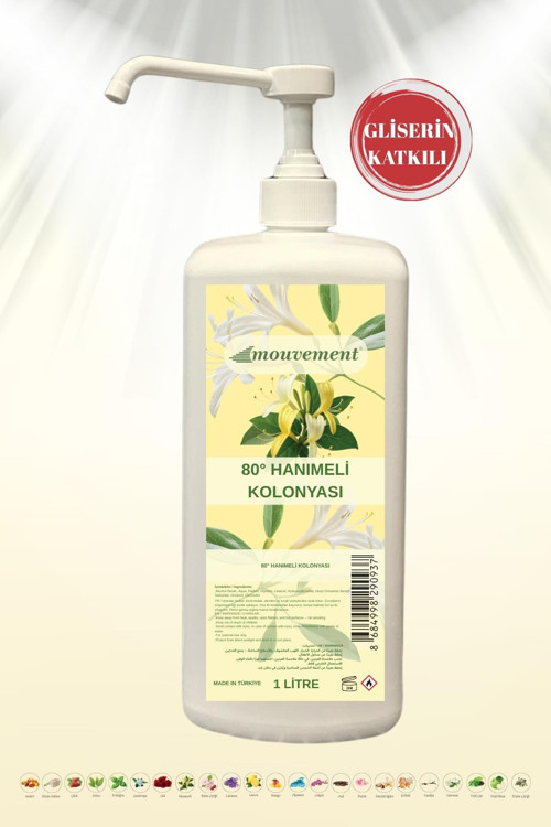 Gliserin Katkılı Doğal Hanımeli Kolonyası 80° Uzun Pompalı Ambalaj – 1 Litre
