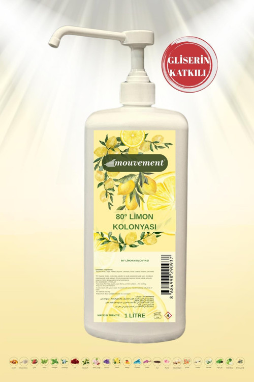 Gliserin Katkılı Ferahlatıcı Limon Kolonyası 80° Uzun Pompalı Ambalaj – 1 Litre
