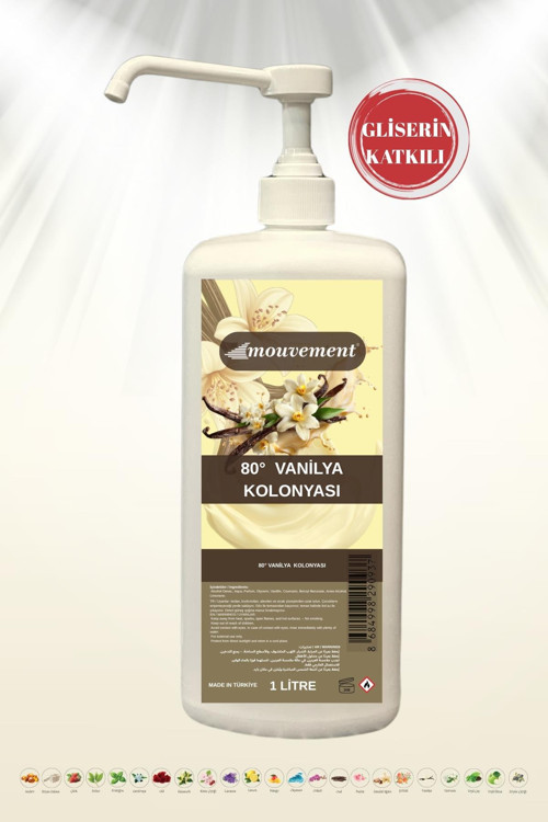 Gliserin Katkılı Sıcak Vanilya Kolonyası 80° Uzun Pompalı Ambalaj – 1 Litre