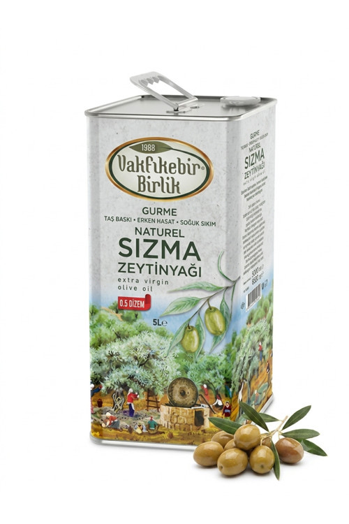 Natürel Soğuk Sıkım Sızma Erken Hasat 0,3 Asit 5L (4800Gr) Zeytinyağı