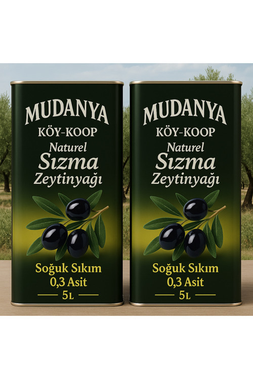 Mudanya Natürel Soğuk Sıkım Sızma 0,3 Asit Zeytinyağı 2X5L 2Adet
