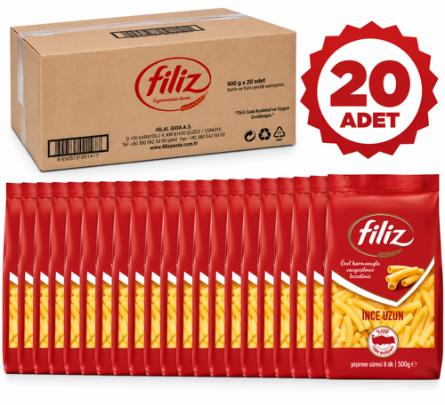 İnce Uzun Makarna 500 g 20 Adet - Pratik Lezzet %100 Türk Buğdayı - Güven Bitkisel