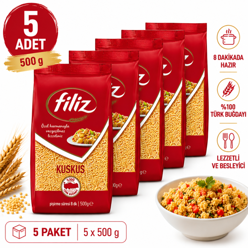 Kuskus Makarna 500 g X 5 Adet - Pratik Lezzet %100 Türk Buğdayı - Güven Bitkisel