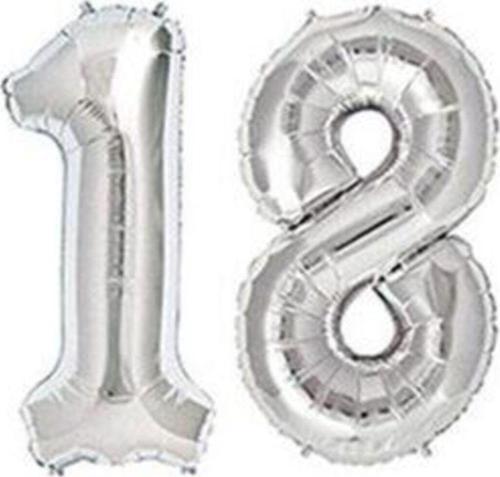 18 Yaş - Gümüş Folyo Balon - Doğum Günü 36 Cm -- Skradapa131