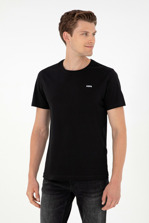 Erkek Regular Fit Bisiklet Yaka Siyah Basic Tişört50284640-VR046